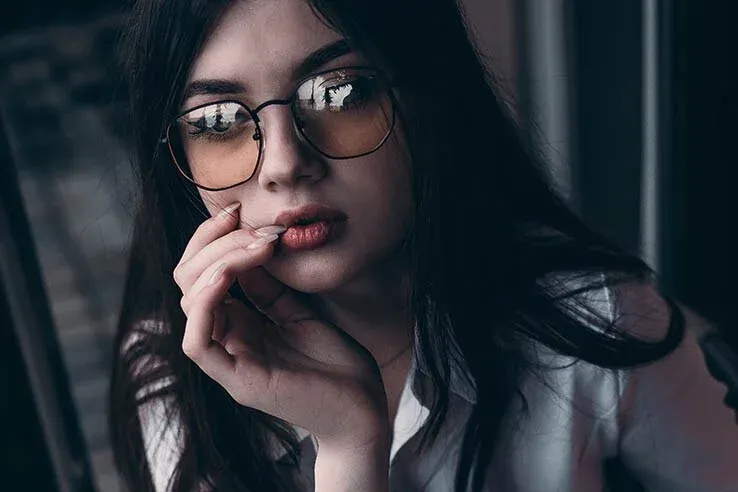 asian girl in glass